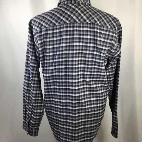Patagonia Shirt Men's Size L Organic Cotton Button Front Long Sleeve Plaid Blue - Picture 6 of 10